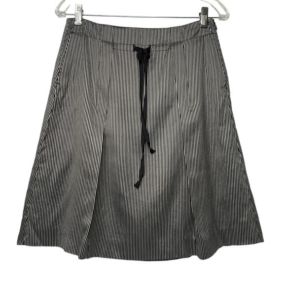 Hugo Boss Skirt Size 4 Mini Gray Black Stripped Pleated Y2K silk cotton blend - Picture 2 of 15